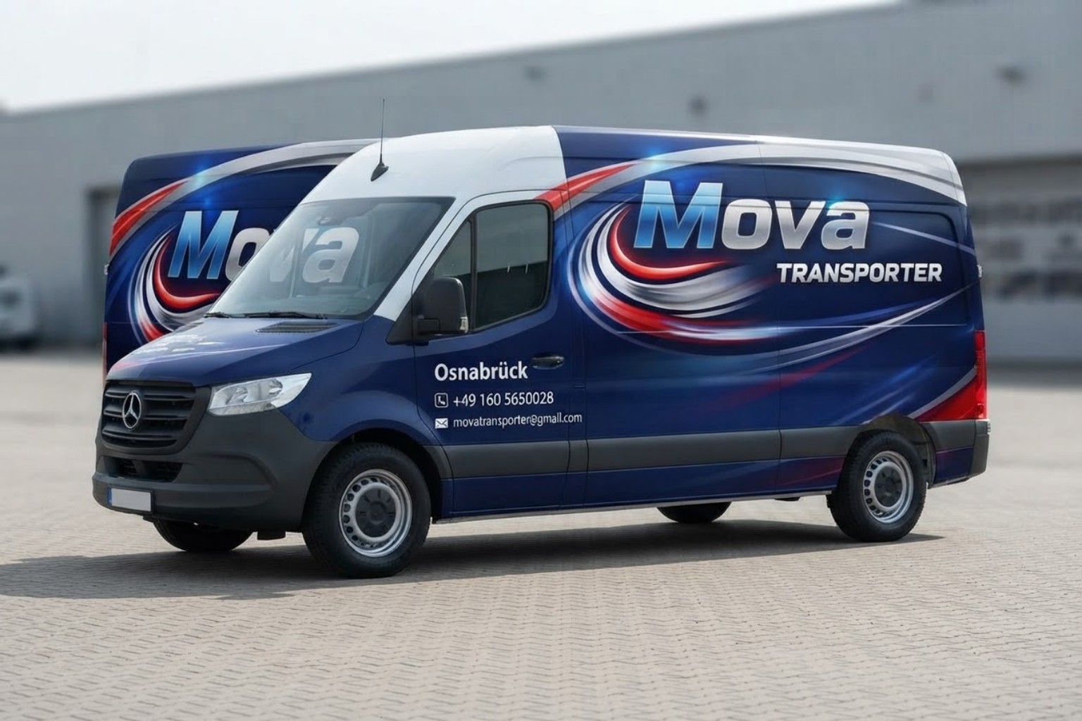 Mova Transporter – beschrifteter Transporter in Osnabrück